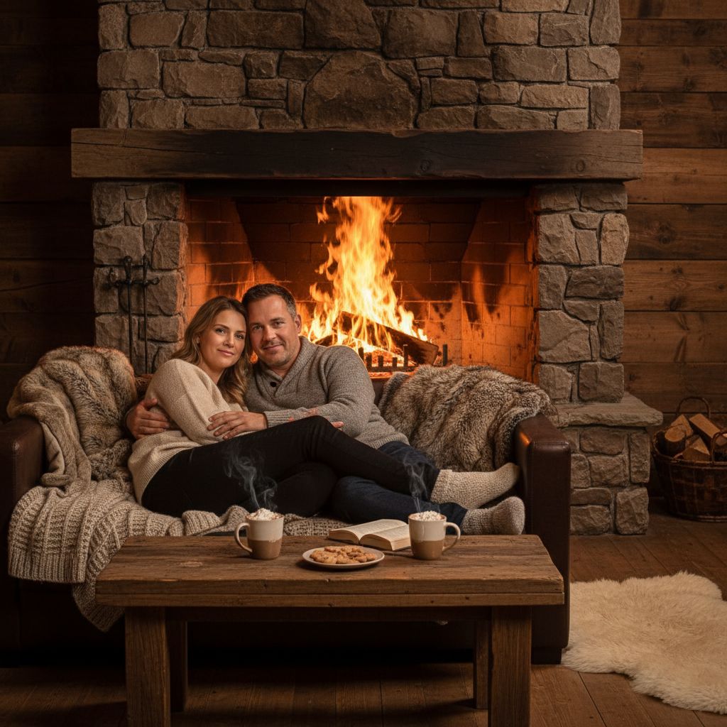 Cabin Fireplace Evening sample